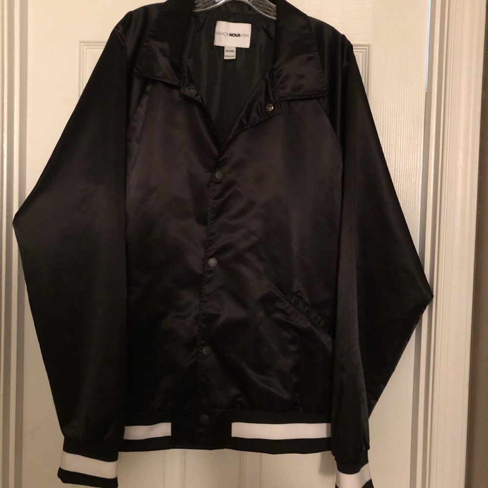 Men’s “Fashion Nova” Satin Bomber Jacket